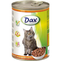 

Корм для кошек"DAX"кусочки с птиц. 415гр