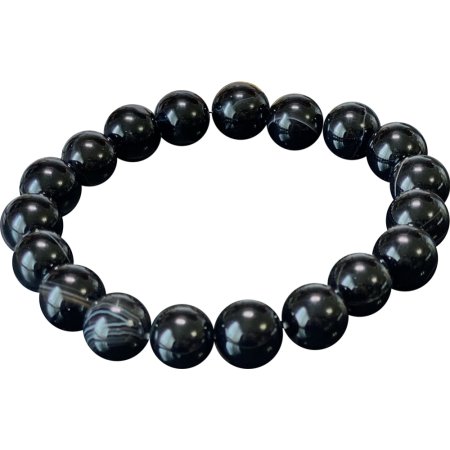Браслет элитный Агат черный 40363, размер 22
