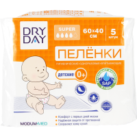 

Пелёнки одн.впит."DRYDAY"дет.Super 60х40