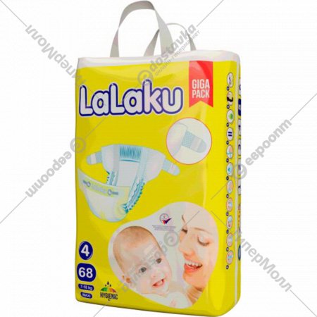 Подгузники детские «LaLaKu» размер Maxi 4, 7-18 кг, 68 шт