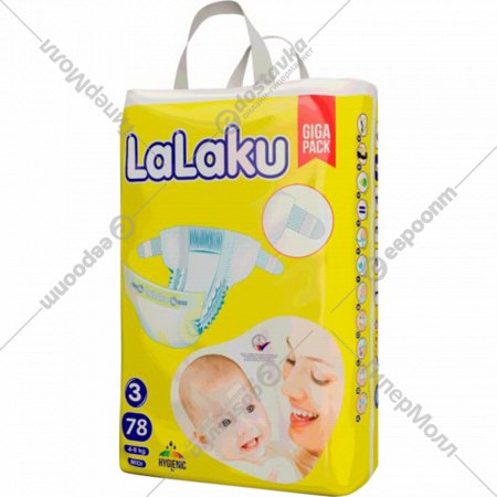 Подгузники детские «LaLaKu» размер Midi 3, 4-9 кг, 78 шт