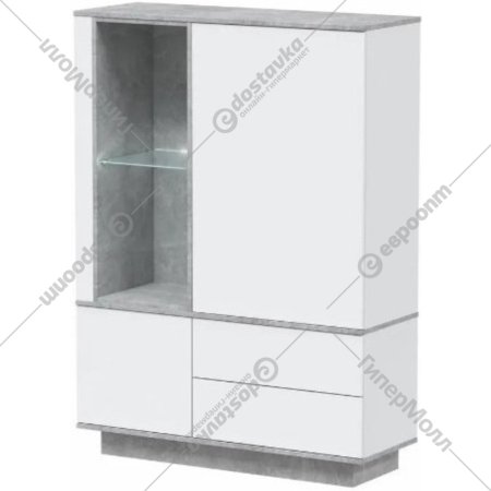 Шкаф комбинированный «Интерлиния» QZ-ШК2, белый платинум/бетон