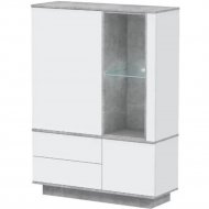 Шкаф комбинированный «Интерлиния» QZ-ШК2 с подсветкой, белый платинум/бетон