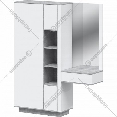 Шкаф комбинированный «Интерлиния» QZ-ШК4, белый платинум/бетон