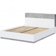 Кровать «Интерлиния» QZ-К160, белый платинум/бетон