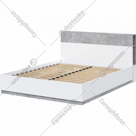 Кровать «Интерлиния» QZ-К160, белый платинум/бетон