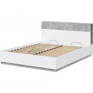 Кровать «Интерлиния» QZ-К160 с подъемным механизмом, белый платинум/бетон