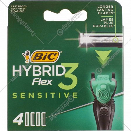 Кассеты «BIC» Hybrid Flex 3, для чувствительной кожи, 4 шт