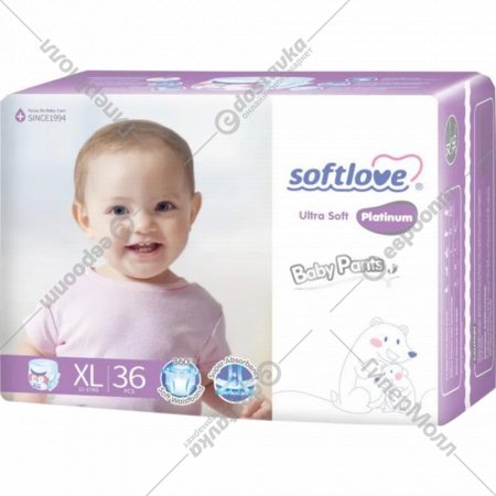 Подгузники-трусики детские «Softlove» Platinum, размер XL, 12-17 кг, 36 шт