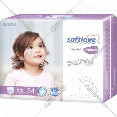 Подгузники-трусики детские «Softlove» Platinum, размер XXL, 15+ кг, 34 шт