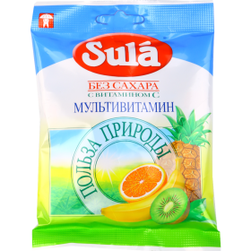 Карамель леденцовая «Sula» без сахара, мультиватамин, 60 г