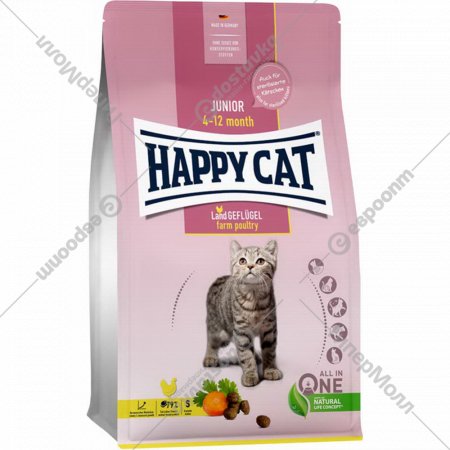 Корм для котят «Happy Cat» Young Junior Land-Geflugel, птица, 70541, 10 кг