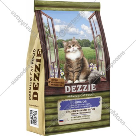 Корм для кошек «Dezzie» Indoor Adult Cat, курица с говядиной, 2 кг