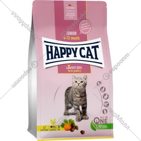 Корм для котят «Happy Cat» Young Junior Land-Geflugel, птица, 70539, 1.3 кг