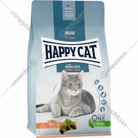 Корм для кошек «Happy Cat» Indoor Atlantik-Lachs, лосось, 70589, 4 кг