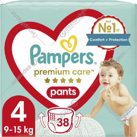 Подгузники-трусики «Pampers» Premium Care 9-15 кг, Размер 4, 38 шт