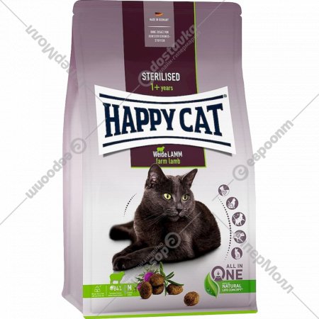 Корм для кошек «Happy Cat» Sterilised Weide-Lamm, ягненок, 70585, 4 кг