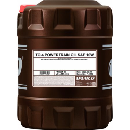 Трансмиссионное масло Pemco TO-4 Powertrain Oil SAE 10W, 20 л