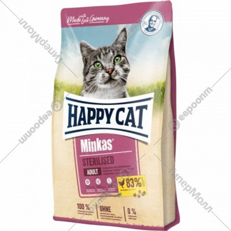 Корм для кошек «Happy Cat» Minkas Sterilised Geflugel, птица, 70409, 10 кг