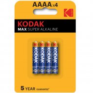 Комплект батареек «Kodak» max LR61-4BL K4A-4, Б0046504, 4 шт