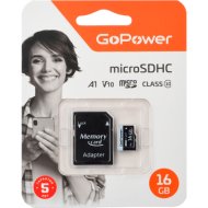 Карта памяти «GoPower» 16GB Class10, 00-00025674