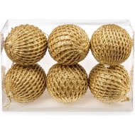 Набор новогодних шаров Ausini B8030GD, золото, 8 см, 6 шт