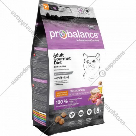 Корм для кошек «ProBalance» Gourmet diet, говядина и кролик, 1.8 кг