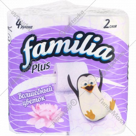 Бумага туалетная «Familia» Plus белая с рисунком, 4 шт