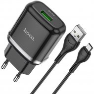 Сетевое зарядное устройство «Hoco» N3, AM-microBM, + кабель, черный