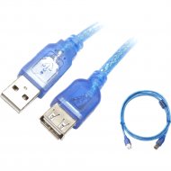 Кабель «SIPU» USB 2.0 4С Cu, прозрачно-синий, 3 м
