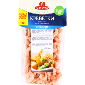 Кре­вет­ки «Санта Бре­мор» Стан­дарт, варено-мо­ро­же­ные, очи­щен­ные, 400 г