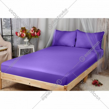 Простыня на резинке «Lovkis Home» фиолетовый, 180х200х20 см
