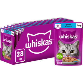 Уп. Корм для кошек «Whiskas» рагу, треска и лосось, 28 х 75 г