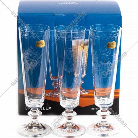 Набор бокалов для шампанского «Crystalex» Bella, 40412/Q9480/Q9481/Q9482/20, 6 шт