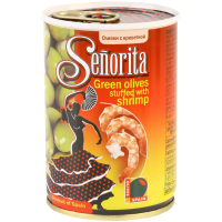 

Оливки зеленые"SENORITA" (креветки) 280г