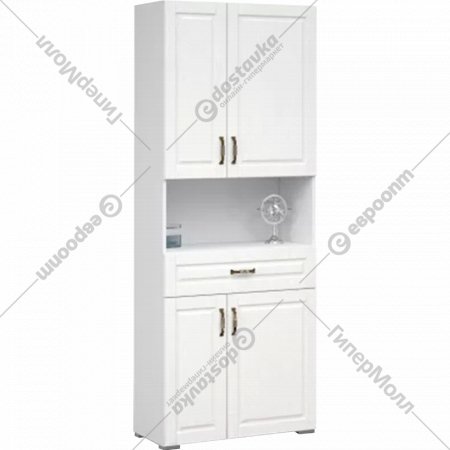 Шкаф-пенал «Империал» Лацио, 4 двери, 1 ящик, белое дерево/бронза