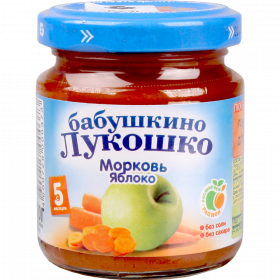 Пюро фруктово-овощное «Бабушкино Лукошко» морковь и яблоко, 100 г