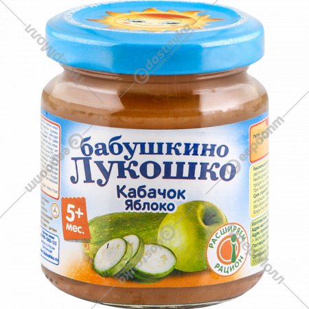Пюре фруктово-овощное «Бабушкино Лукошко» кабачок и яблоко, 100 г