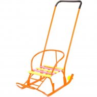 Санки-коляска «Galaxy» Мишутка 5 с колесом, оранжевый