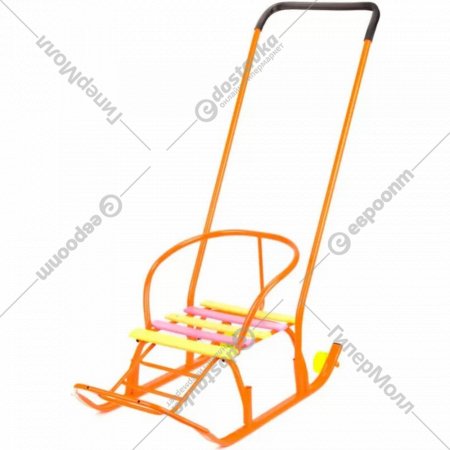 Санки-коляска «Galaxy» Мишутка 5 с колесом, оранжевый