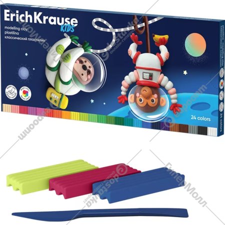 Пластилин «Erich Krause» Kids Классический. Space Animals, 61335, 24 цвета