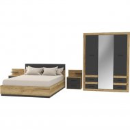 Комплект мебели в спальню «Интерлиния» Loft-1, антрацит/дуб золотой