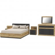Комплект мебели в спальню «Интерлиния» Loft-2, антрацит/дуб золотой