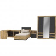 Комплект мебели в спальню «Интерлиния» Loft-3, антрацит/дуб золотой