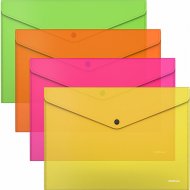 Папка-конверт «Erich Krause» Glossy Neon, 50300, А4 на кнопке