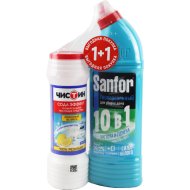 Набор чистящих средств Sanfor гель + Чистин порошок, 750 + 400 г