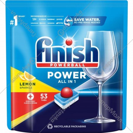 Таблетки для посудомоечных машин «Finish» Powerball All in 1 Lemon, 53 шт