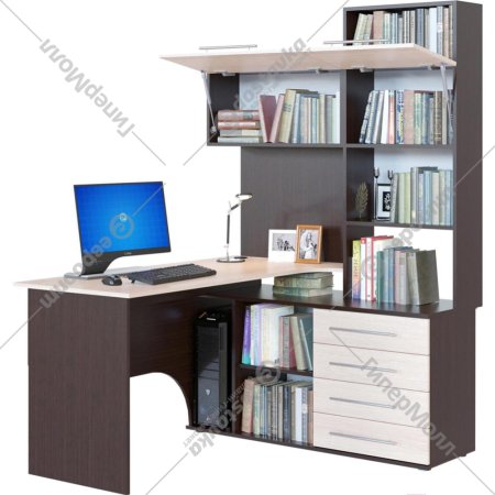 Компьютерный стол «Сокол-Мебель» КСТ-14, правый, венге/беленый дуб