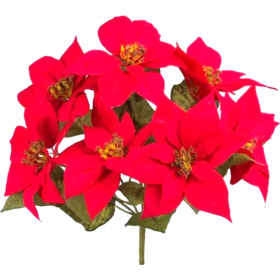 Ис­кус­ствен­ный букет «Faktor» Пу­ан­сет­тия, Q300S-01, крас­ный, 46 см, 7 цвет­ков