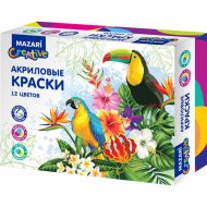 Краски акриловые «Mazari» М-1686-12, 12 цветов, 20 мл